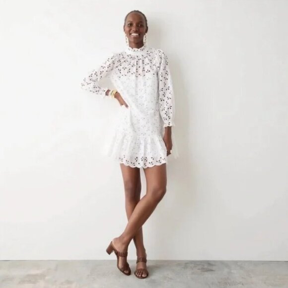 J. Crew White Eyelet Mini Dress - Picture 1 of 15
